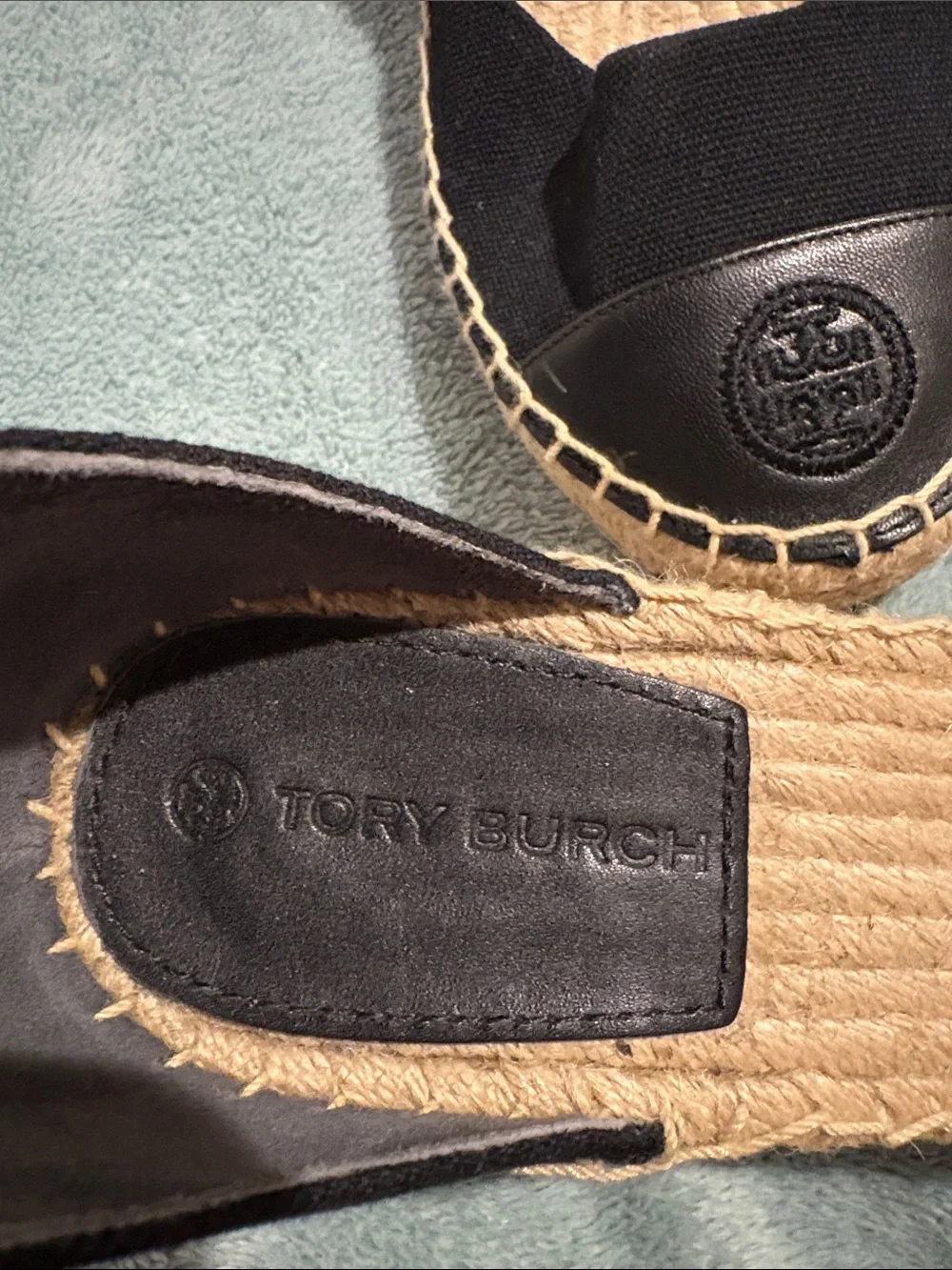 Tory Burch Black Espadrille Ankle-Strap Wedges